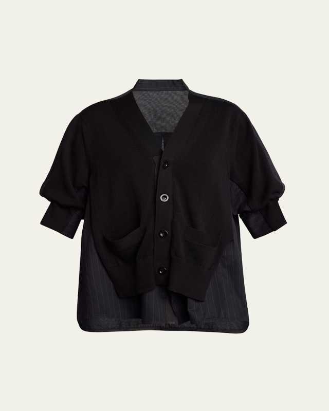 Pinstripe Shirting Cardigan